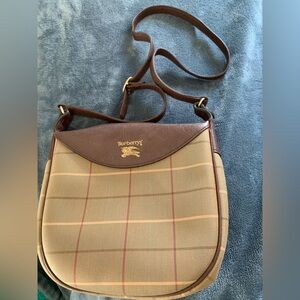 Authentic Vintage Burberry Beige and Brown Shoulder Bag